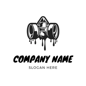 Dripping Logo Oil Paint and Gas Mask logo design