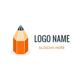 钢笔Logo Orange and Beige Pencil logo design