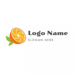 Kamera Logo Orange and Camera Lens Icon logo design