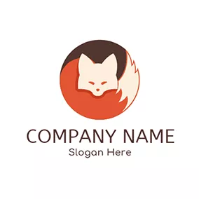 Graphic Logo Orange and White Fox Icon logo design