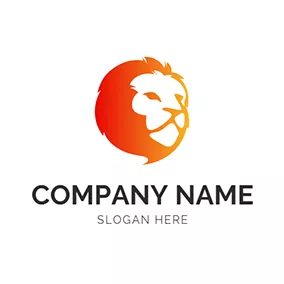 ライオンのロゴ Orange and White Lion Head logo design