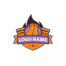 Logo Du Basket-ball Orange Badge and Basketball logo design