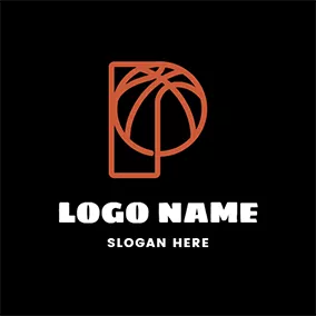 Logo Du Basket-ball Orange Basketball and Rectangle logo design