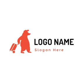 Logotipo De Oso Orange Bear and Suitcase logo design