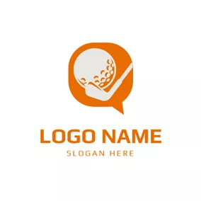 Logo Du Golf Orange Bubble and Golf Ball logo design