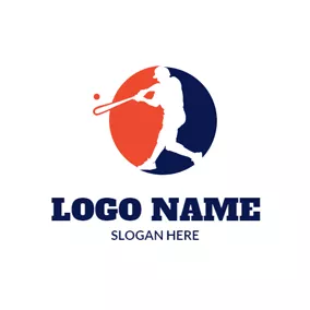 Logo Du Baseball Orange Circle and Baseball Player logo design