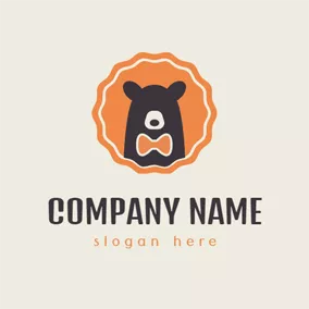 Charakter Logo Orange Circle and Likable Bear logo design
