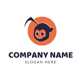 Gefährlich Logo Orange Circle and Skull Icon logo design