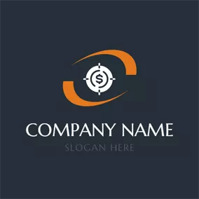 Advertising Logo Orange Crescent and Black Dollar Sign logo design