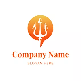 トライデント　ロゴ Orange Dialogue Box and Trident logo design