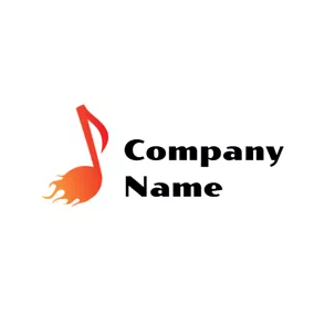 Entertainment Logo Orange Fire and Note logo design