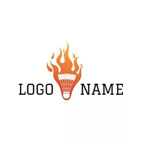 Logótipo De Badminton Orange Flame and Badminton logo design