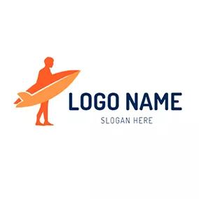 Entertainment Logo Orange Human and Surfboard logo design