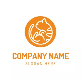 猫のロゴ Orange Little Cat logo design