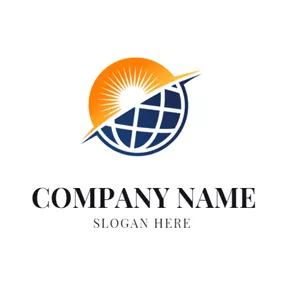 地球ロゴ Orange Sun and Blue Globe logo design