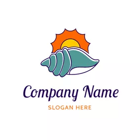 貝殼logo Orange Sun and Blue Shell logo design