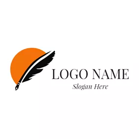 Schrift Logo Orange Sun and Feather Pen logo design