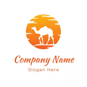 Dünen Logo Orange Sun and White Camel logo design