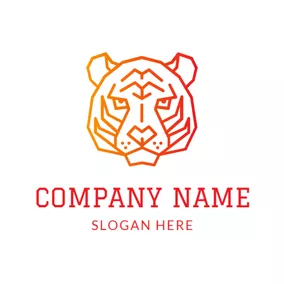 動物園ロゴ Orange Tiger Face logo design