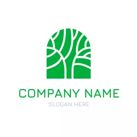 Botanik Logo Organic Green Tree Icon logo design