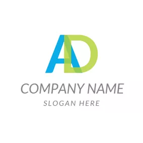 Advertising Logo Overlapped Blue A and Green D logo design