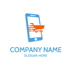 Online Logo Phone Trolley Online Shopping logo design