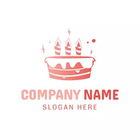 Graphic Logo Pink and White Birthday Cake logo design
