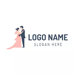 Logotipo De Compromiso Pink Bride and Black Bridegroom logo design