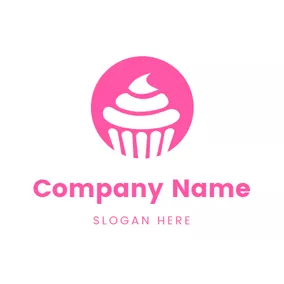Delicious Logo Pink Circle and Abstract Cake logo design