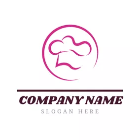 Küche Logo Pink Circle and Abstract Chef Hat logo design