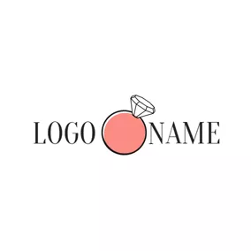 Logotipo De Compromiso Pink Circle and Black Diamond Ring logo design