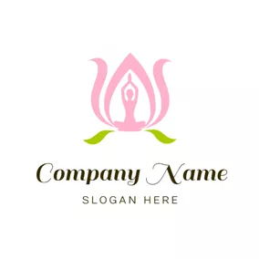 Beauty Logo Pink Lotus and Yoga Woman logo design