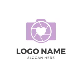 图片logo Purple Camera and Heart logo design