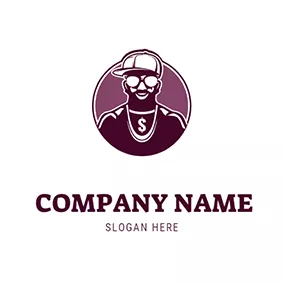 Character Logo Rapper Badge Man logo design