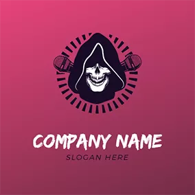 Logo Rap Rapper Gradient Hooded Skull logo design