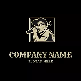Character Logo Rapper Square Frame Man logo design