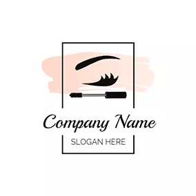 Makeup Logo Rectangle Lash Curler and Eyelash logo design