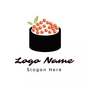 Food Logo Red and Black Caviar Sushi logo design