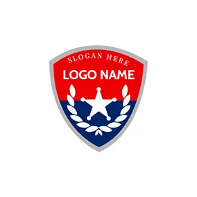 Outline Logo Red and Blue Police Badge logo design