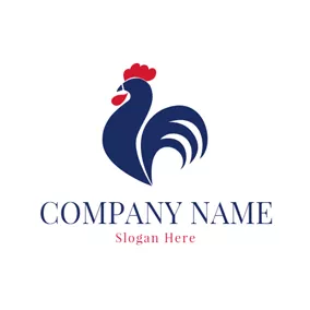 Logótipo Frango Red and Blue Rooster logo design