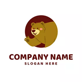 Pink Logo Red and Brown Bear Mascot logo design