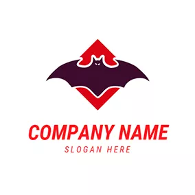 Logotipo De Murciélago Red and Purple Bat Mascot logo design