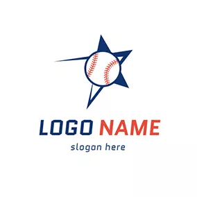 Logo Du Baseball Red and White Baseball Icon logo design