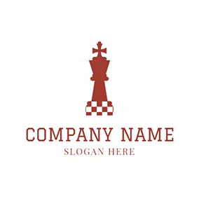 Graphic Logo Red and White Chess King logo design
