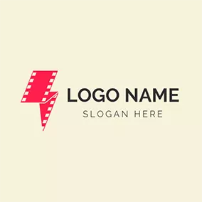 Logótipo De Produção Red and White Film Icon logo design