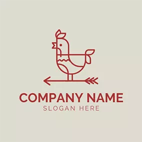 Animation Logo Red and White Rooster Chicken logo design