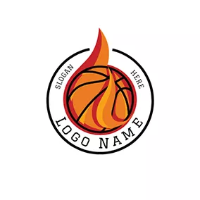 Outline Logo Red and Yellow Basketball Badge logo design