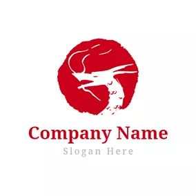 Logo Du Dragon Red Background and Dragon Head logo design