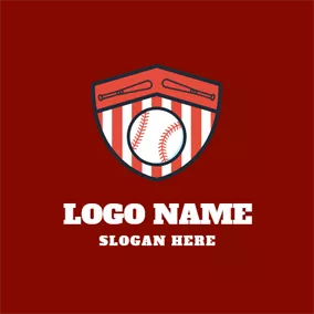 Logo Du Baseball Red Badge and White Baseball logo design