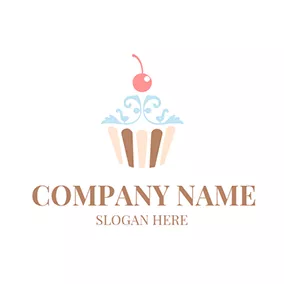 Food Logo Red Cherry and Special Cupcake logo design